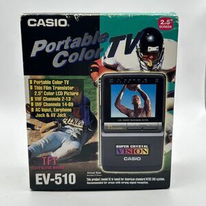 VTG Casio Super Crystal Vision 2.5" Portable Color TV EV-510 in box antenna